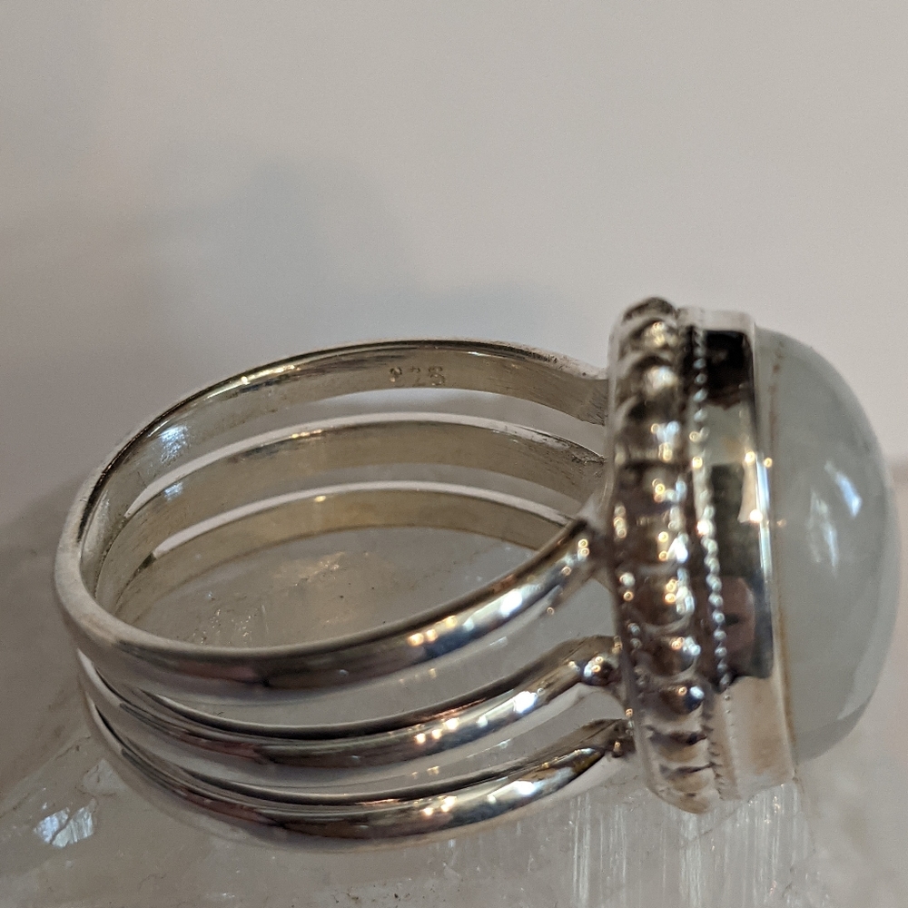 Natural Rainbow Moonstone 925 Silver Ring size 7.5 - Picture 5 of 13